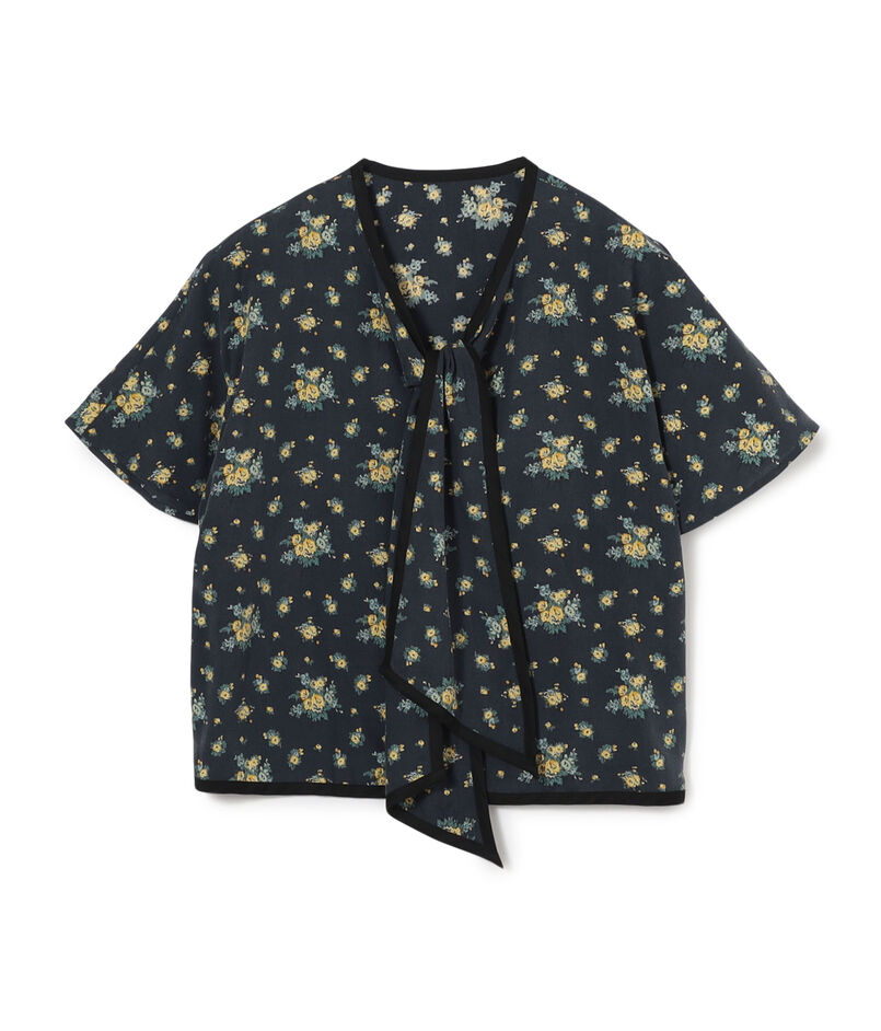 レーヨンプリント フロントノットブラウス