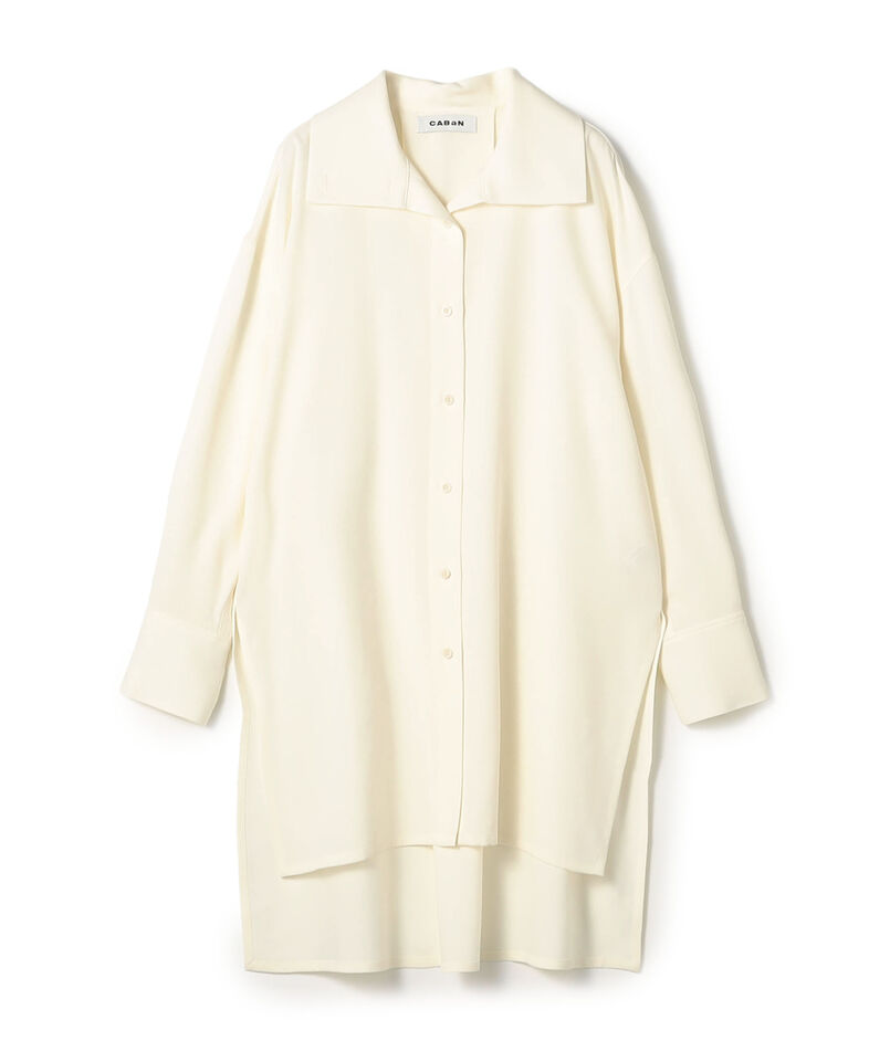 ウールツイル ハイネックロングシャツワンピース