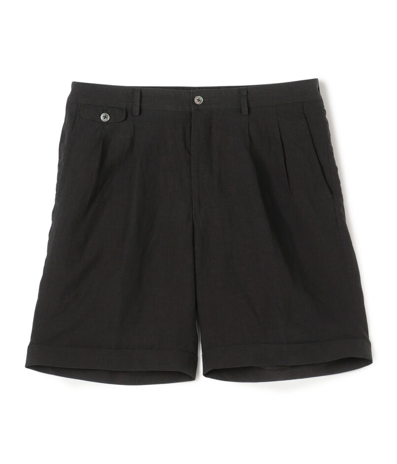 80リネン 2プリーツバミューダショーツ