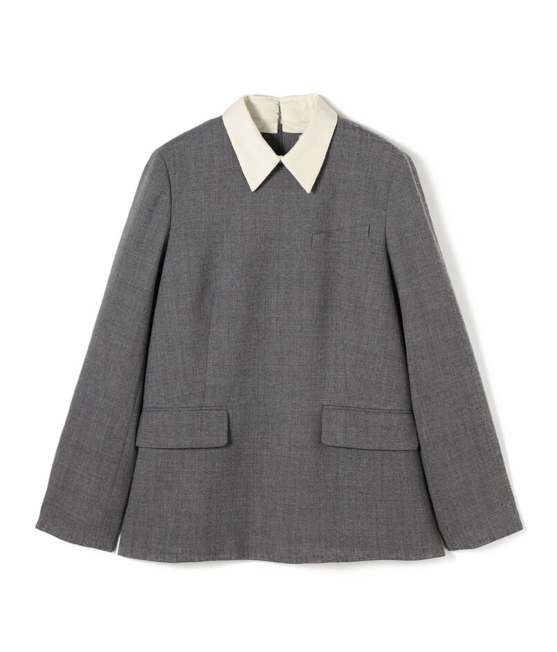 ウールジョーゼット ボクシー プルオーバーブラウス