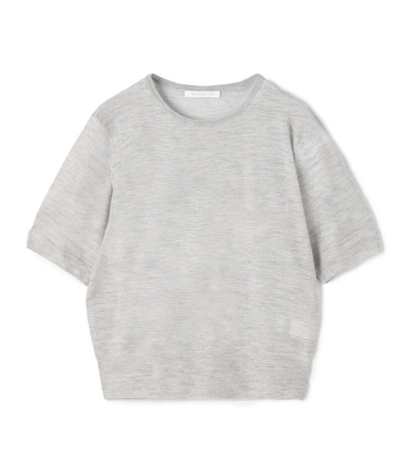 ウーステッドカシミヤ ハーフスリーブプルオーバー