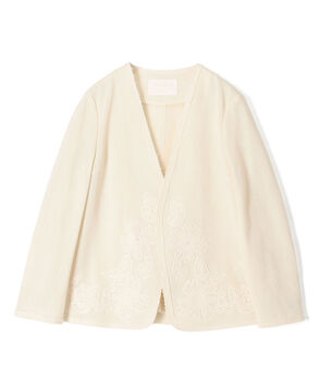 フラワーメッシュエンブロイダリー Vカラージャケット