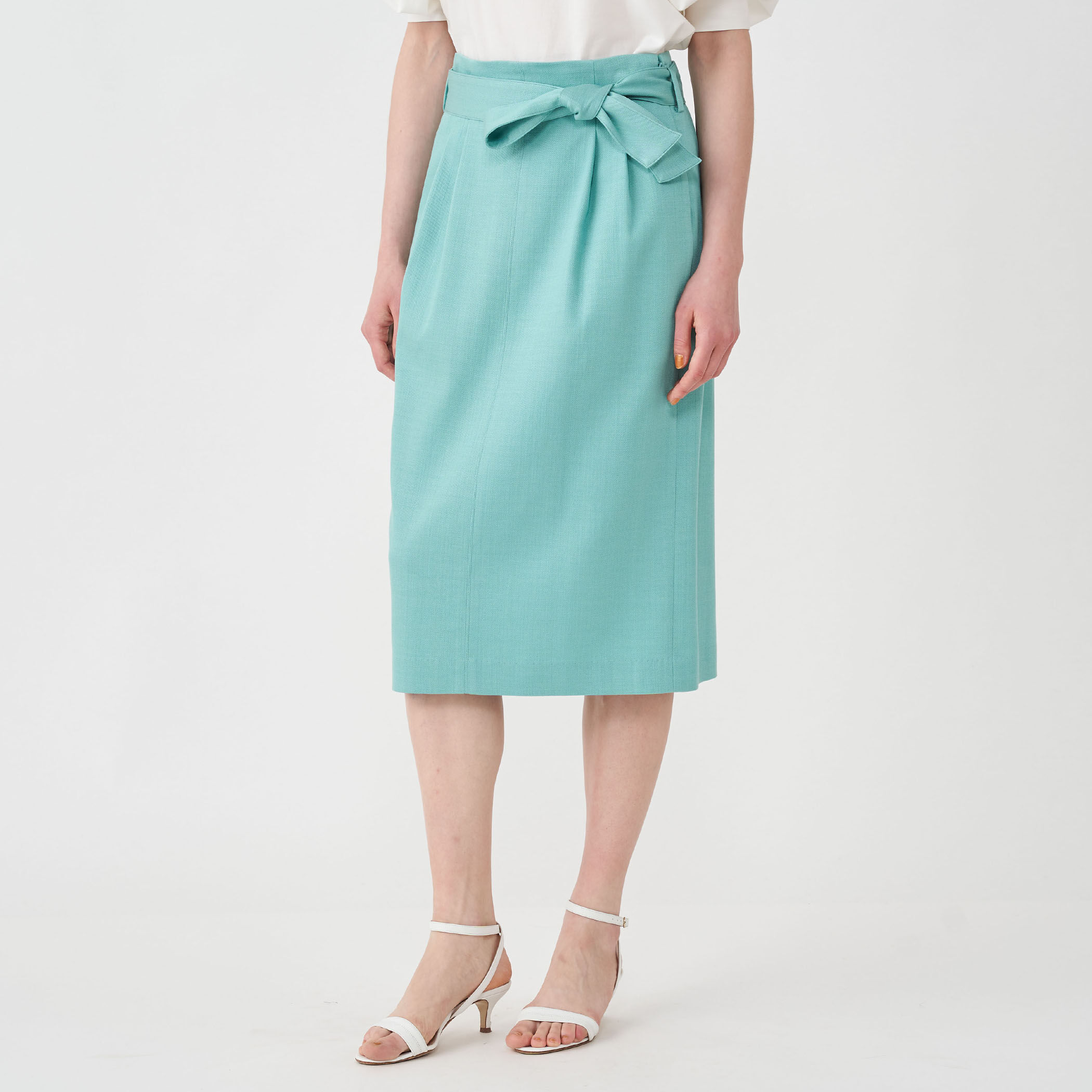 DVF ニット青ペンシルスカート ミモレ丈 ストレッチ エレガント ストレッチポンチペンシルスカート | LANVIN en Bleu (Women
