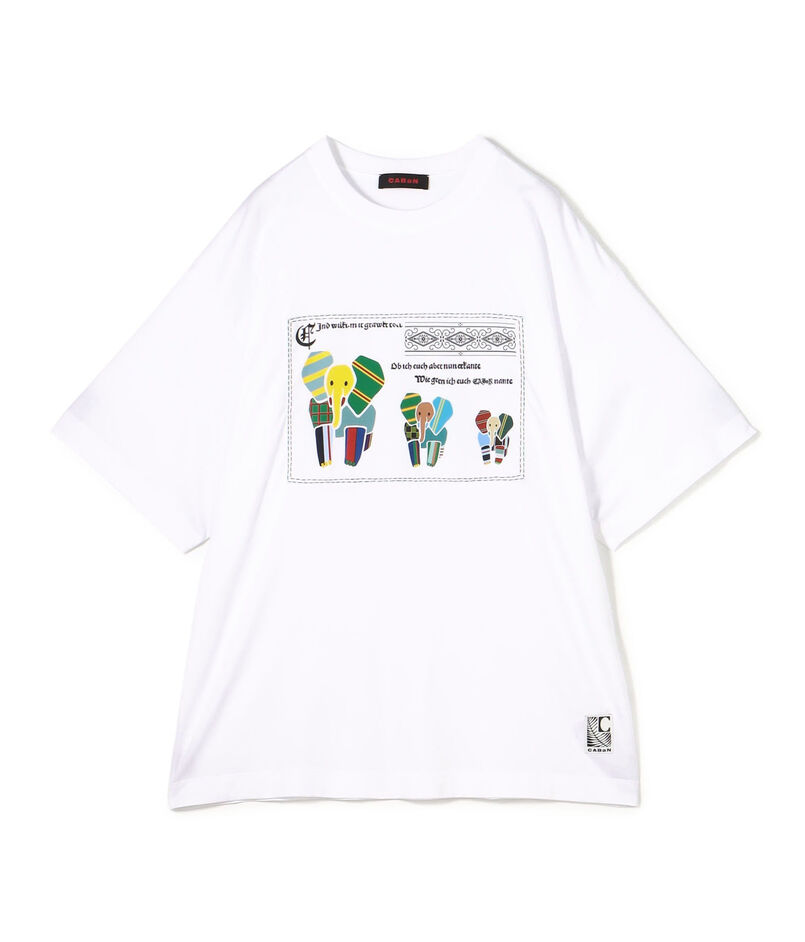 CABaN スビンコットン MIX PATTERNED ELEPHANT Tシャツ