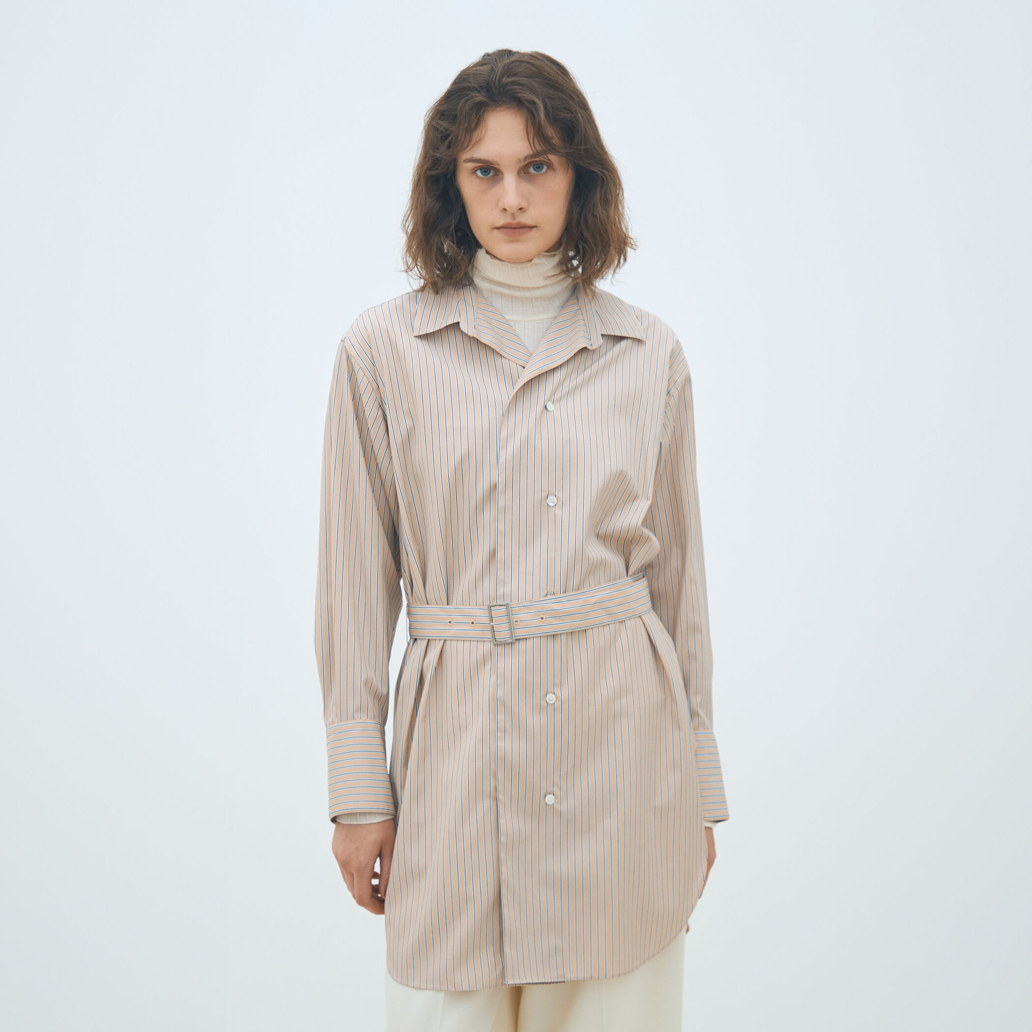 コットンブロード ベルト付きチュニックシャツ｜トゥモローランド 公式通販