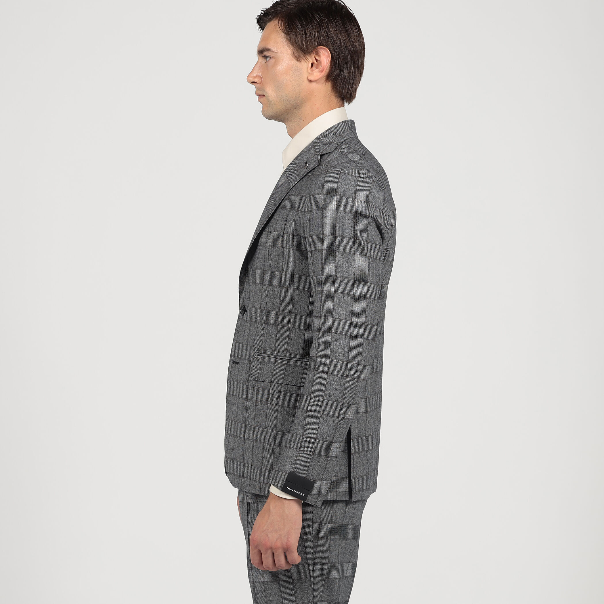 別注】TAGLIATORE ウールサキソニーチェック シングルブレステッド2B