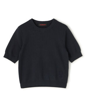 コットンカシミヤ クルーネックハーフスリーブプルオーバー
