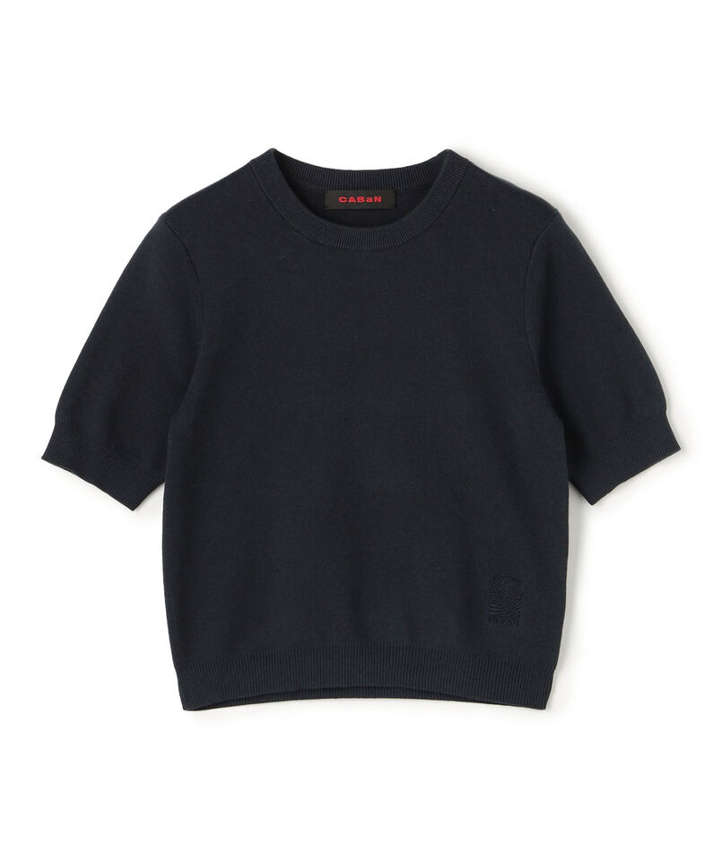 コットンカシミヤ クルーネックハーフスリーブプルオーバー