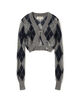 SHUSHU/TONG Ultra-short Knit Cardigan アーガイルニット カーディガン