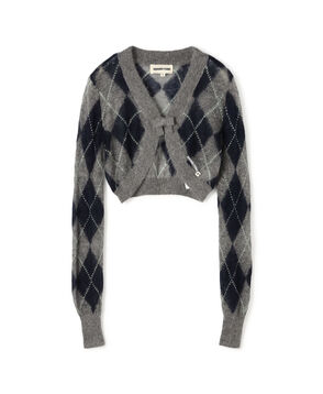 SHUSHU/TONG Ultra-short Knit Cardigan アーガイルニット カーディガン