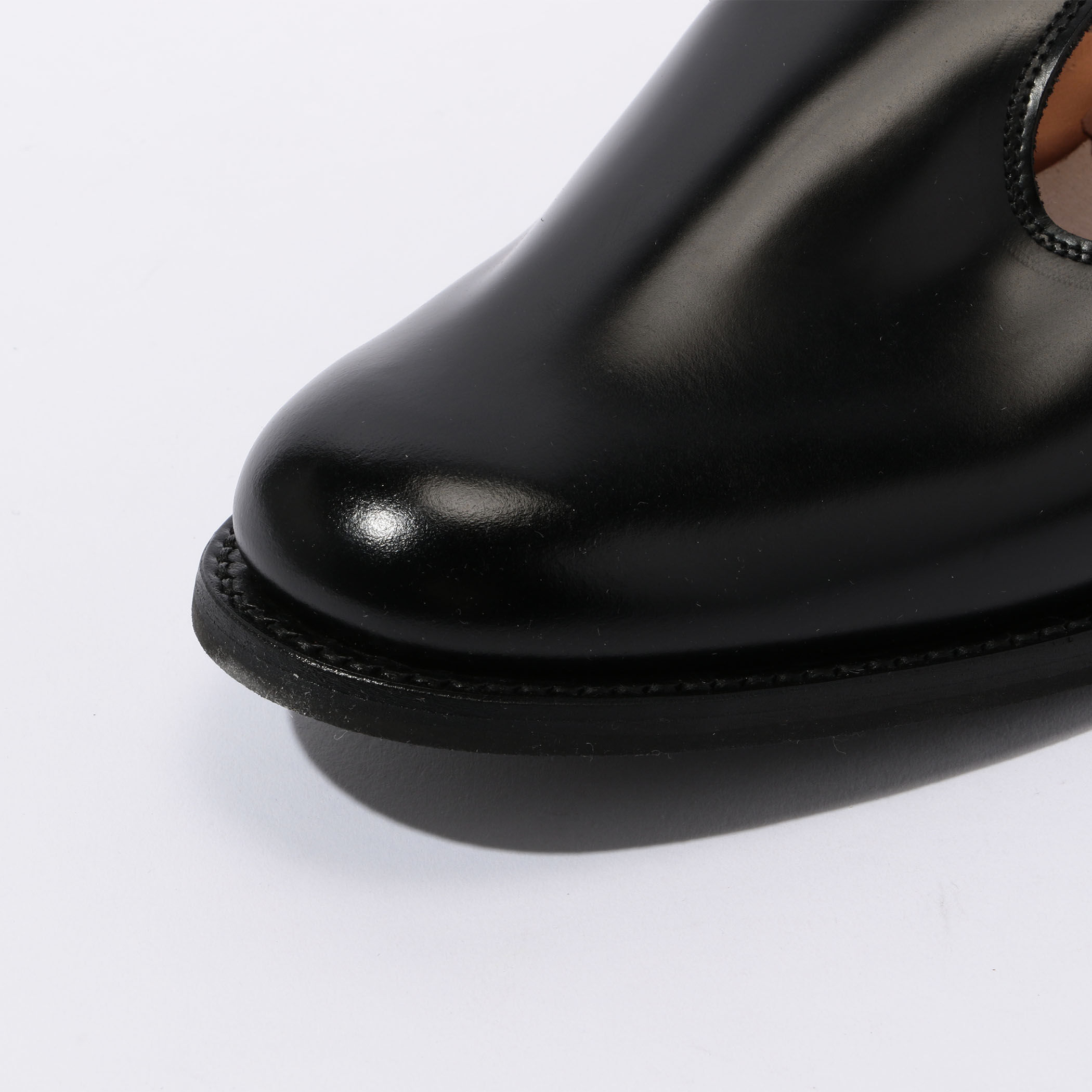 SANDERS ポリッシュドレザー Tストラップ ミリタリーサンダル