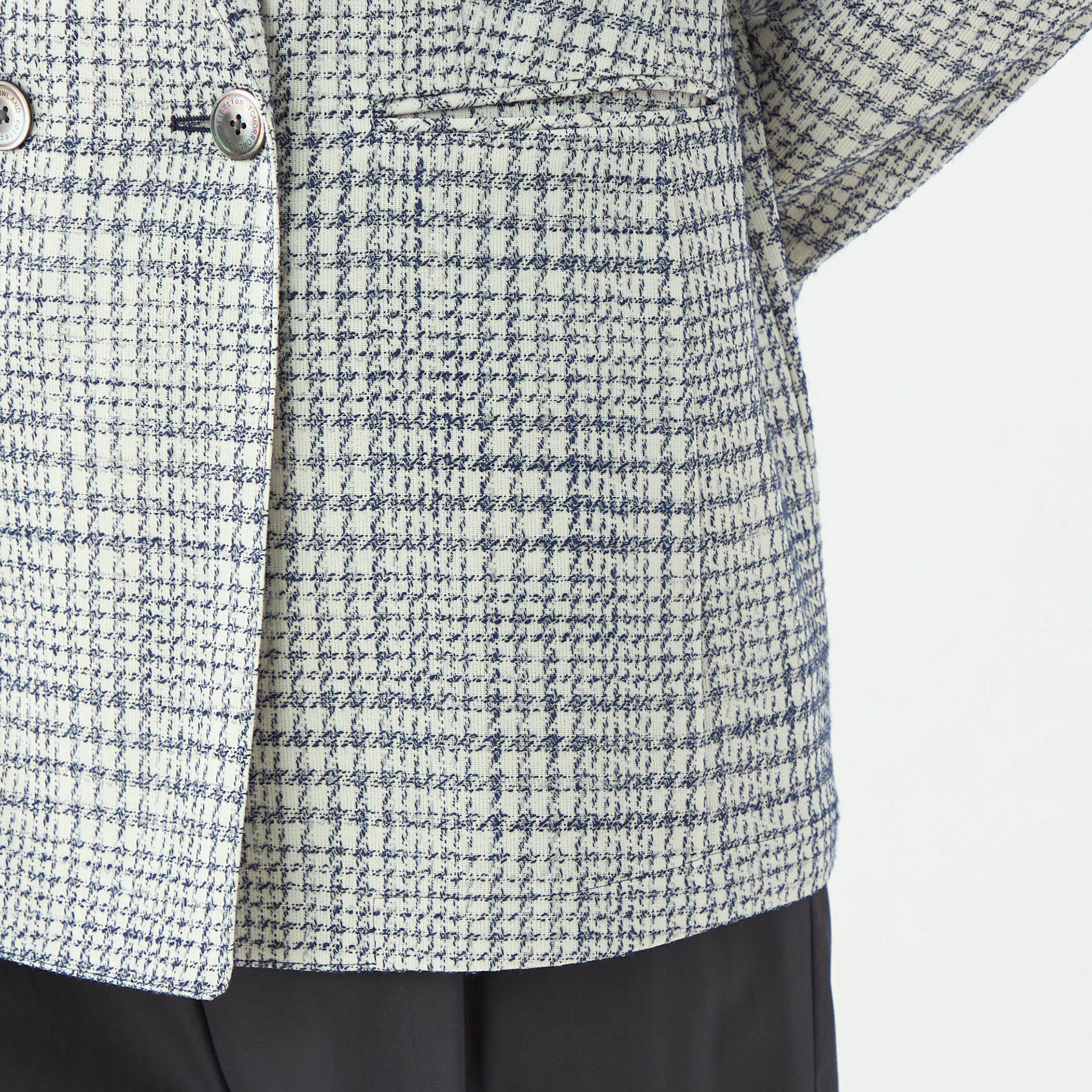 【美品】トゥモローランド　シルキー　ギンガムチェック　ダブルブレストジレ　36 365 GLEN CHECK ダブルブレストジャケット｜トゥモローランド