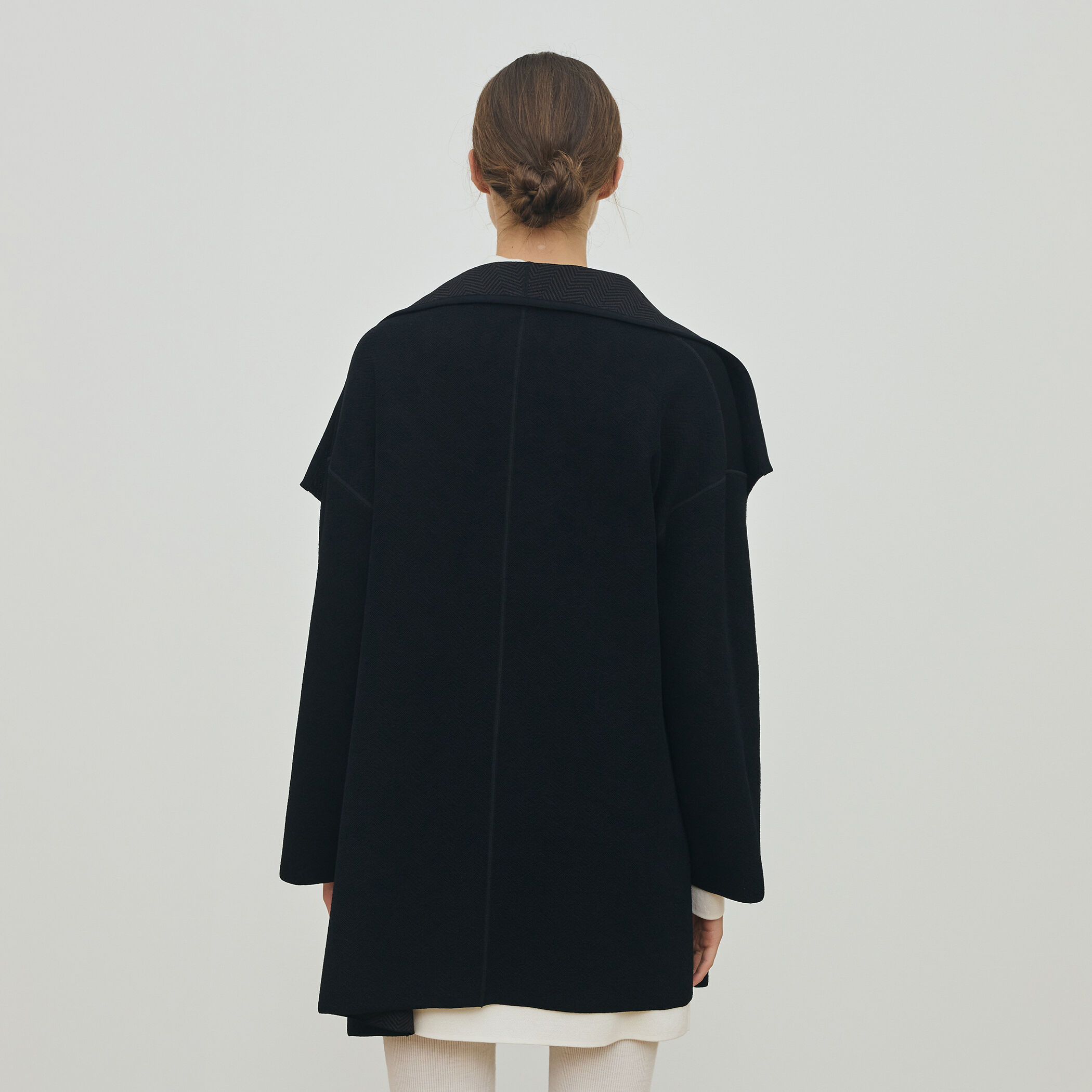 ヘリンボーンダブルフェイス トライアングルカラーコート