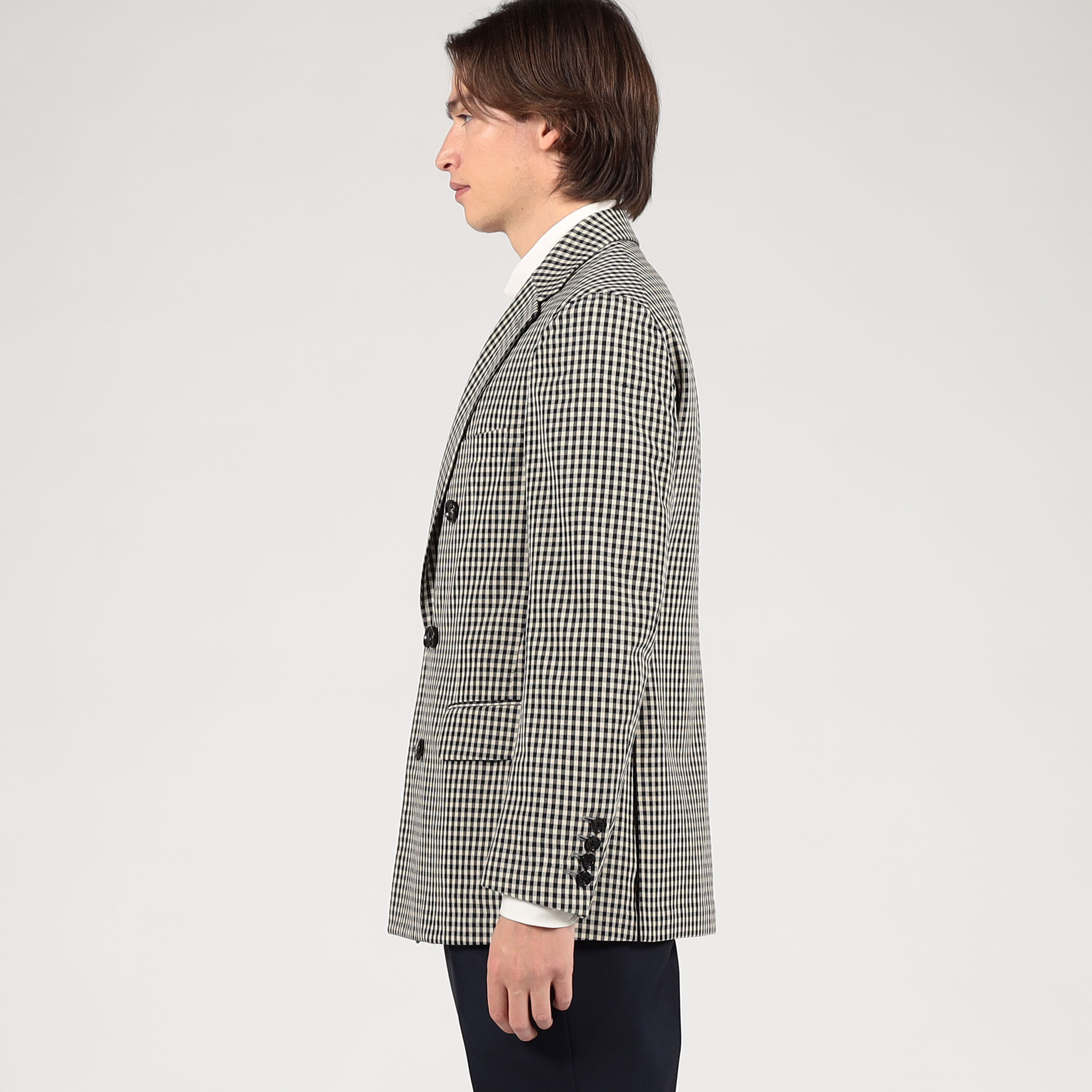 TOMORROWLAND PILGRIM シルクカシミア ギンガムチェック ダブルブレス