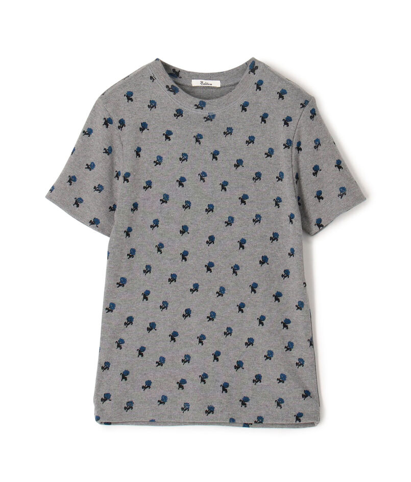 コットンモダールフライス フラワープリント Tシャツ