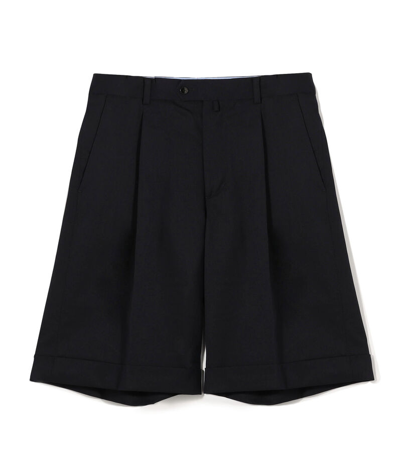 ウールポリエステルツイル バレルワイドショートパンツ