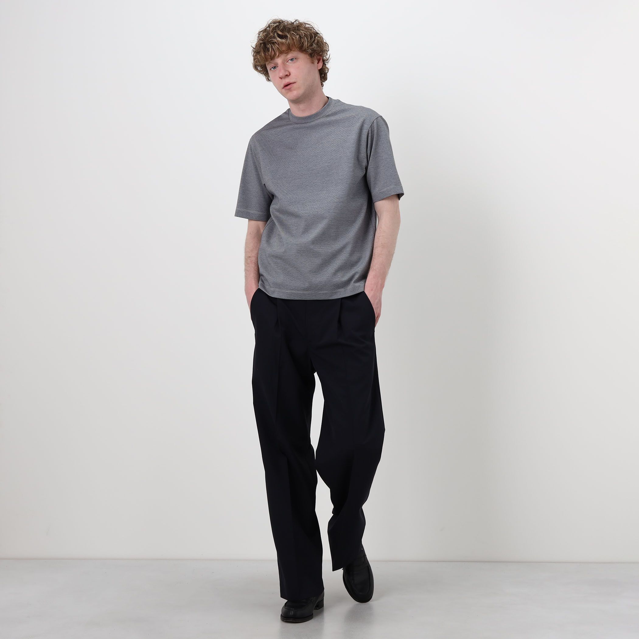 接触冷感・吸水速乾】コットンポリエステルポンチ クルーネックTシャツ