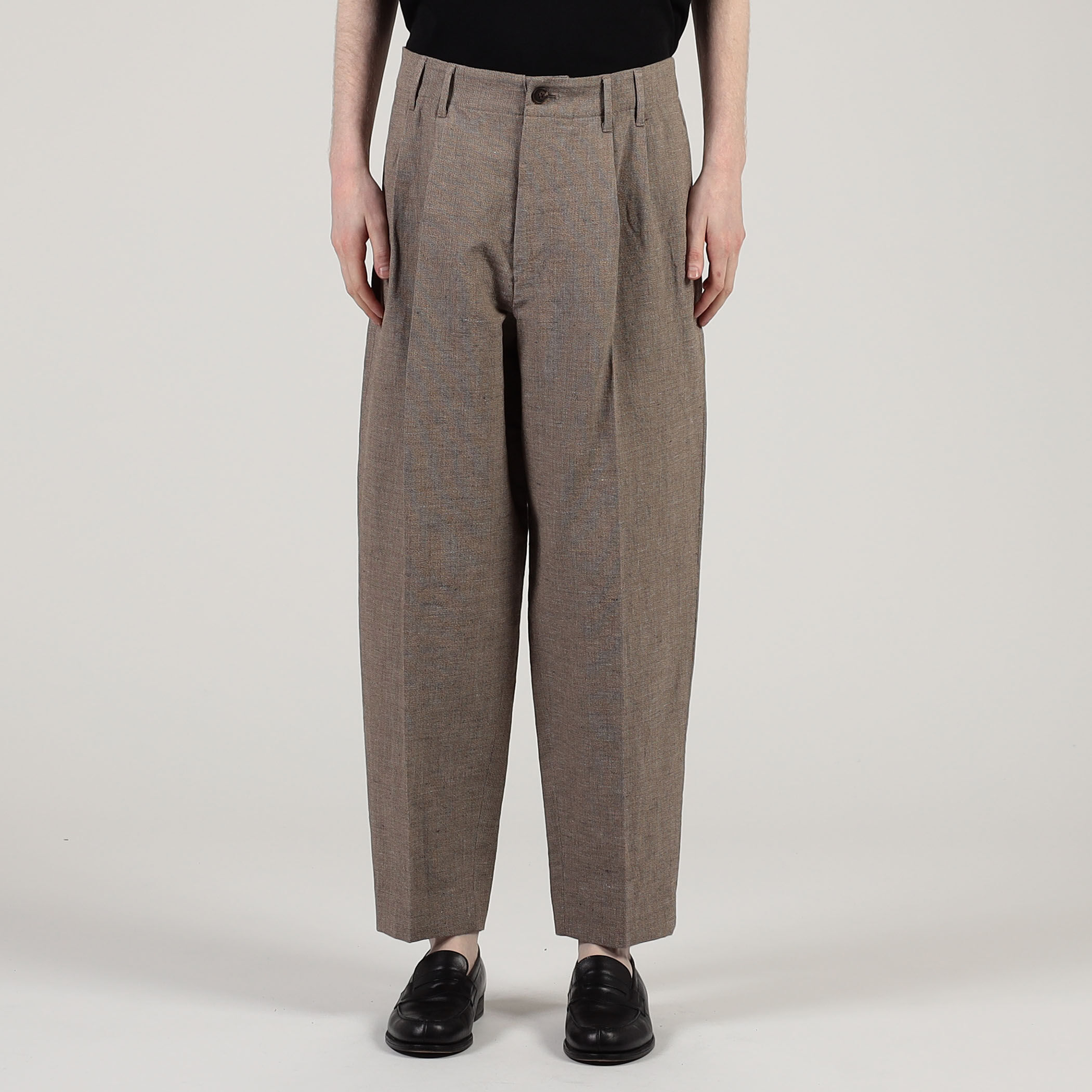 商品画像：nonnotte Geometric Cotton Linen Wide Tapered Trousers 3