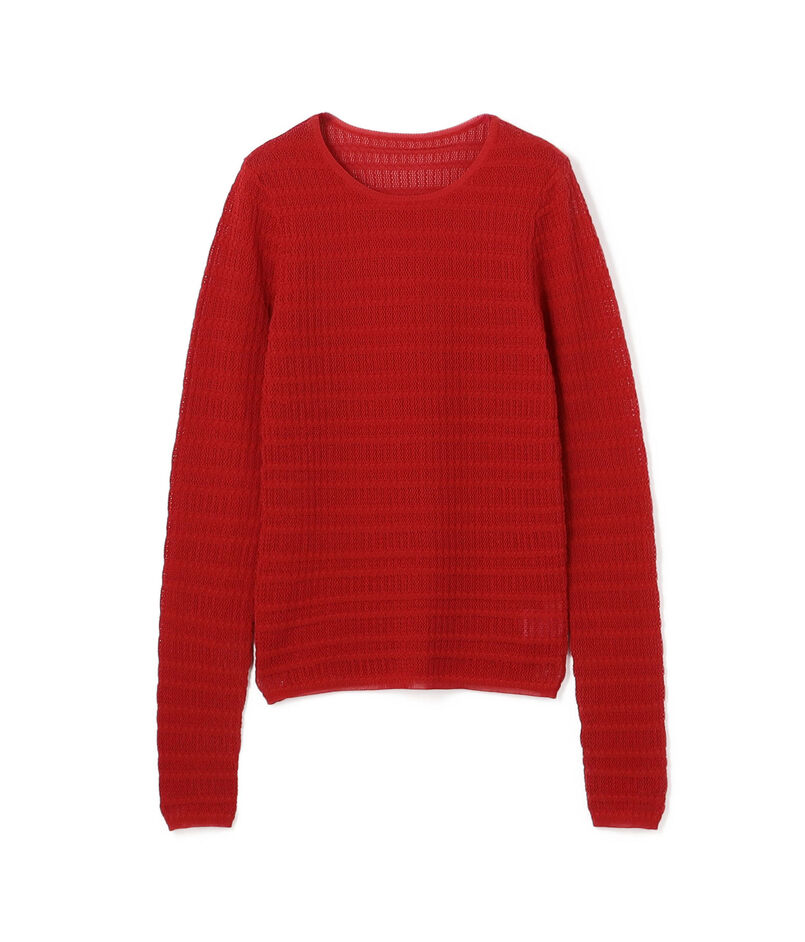 コットンポリエステルアセテートリブ ラウンドネックプルオーバー
