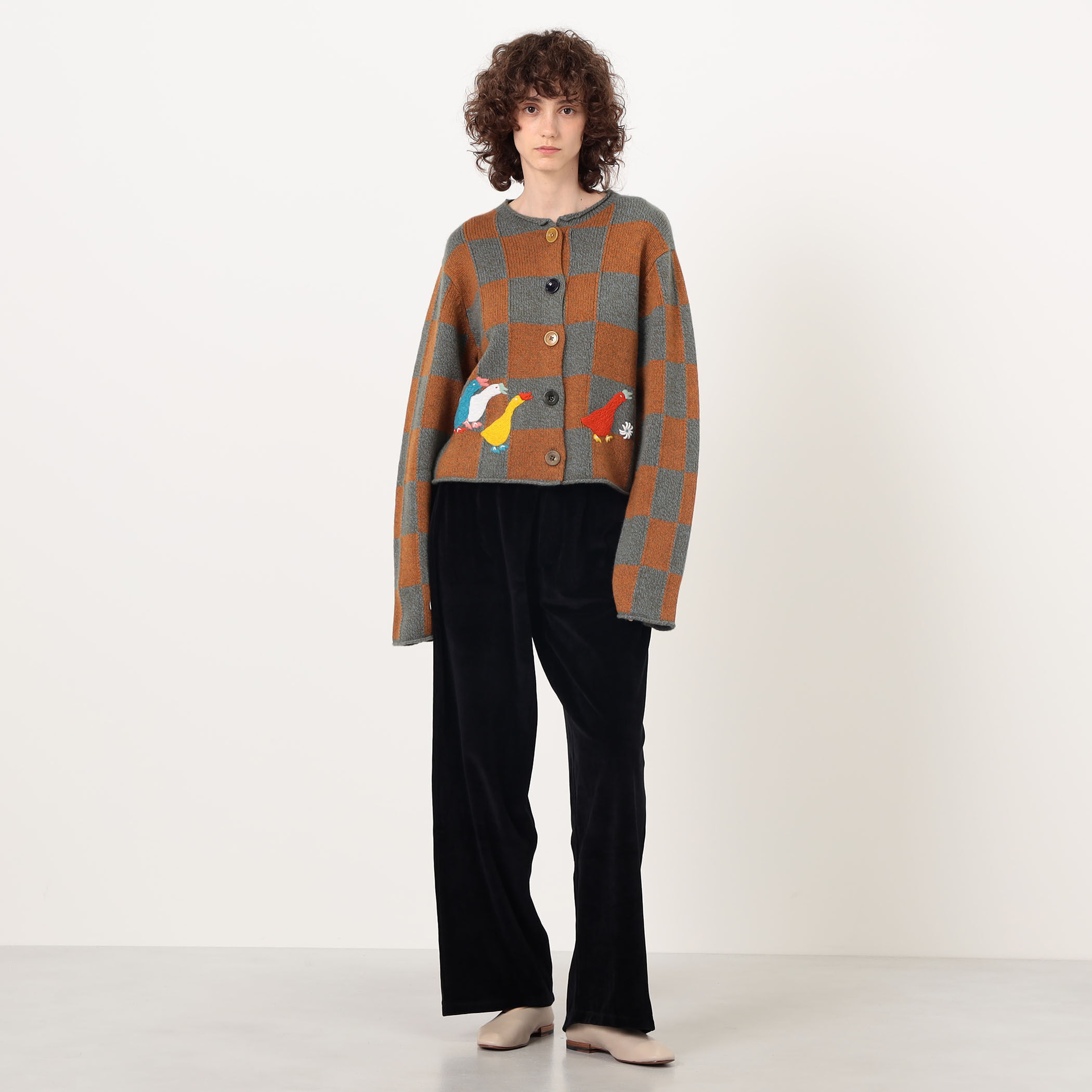 YanYan ヤンヤン CheckWorkジャケット ニットカーディガン YANYAN CHECK CARDIGAN チェックカーディガン｜トゥモローランド 公式