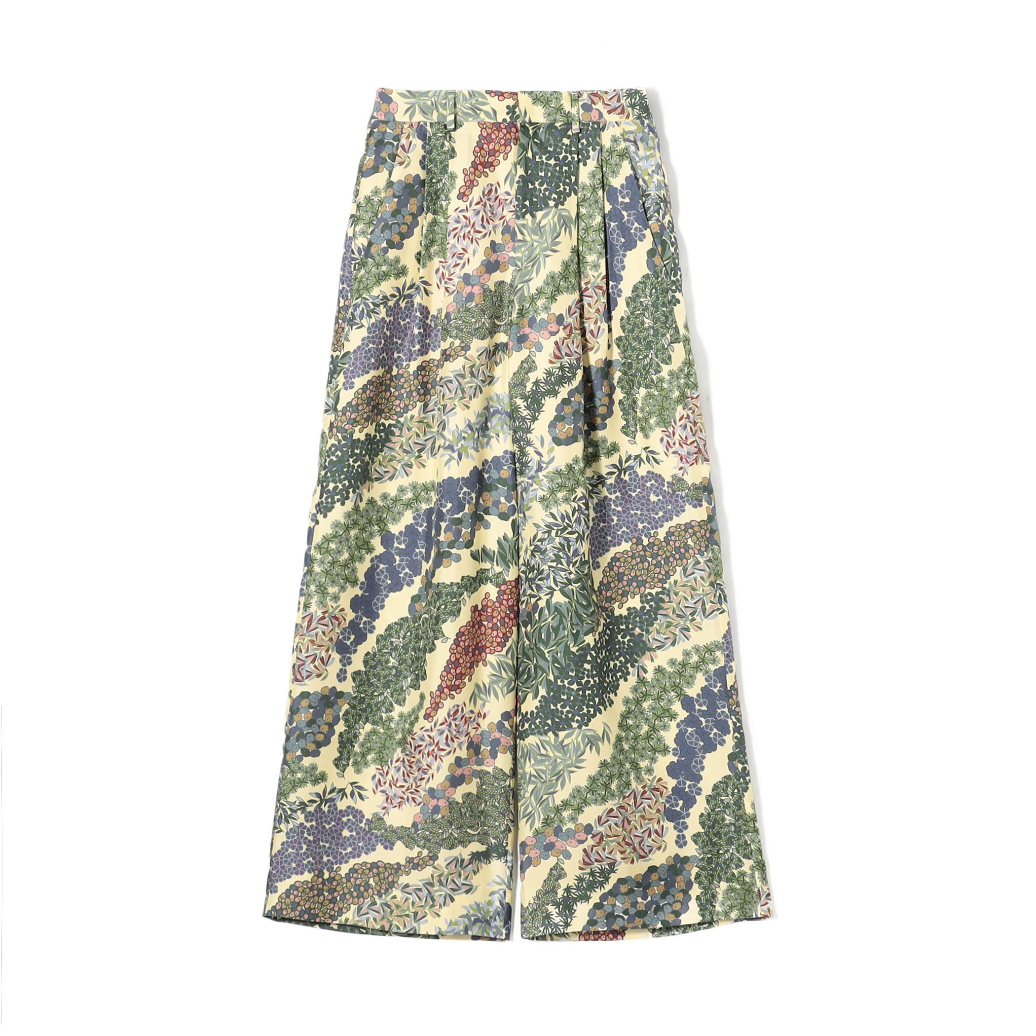 シルクツイル FLOWER RIVERプリント 2タックワイドパンツ