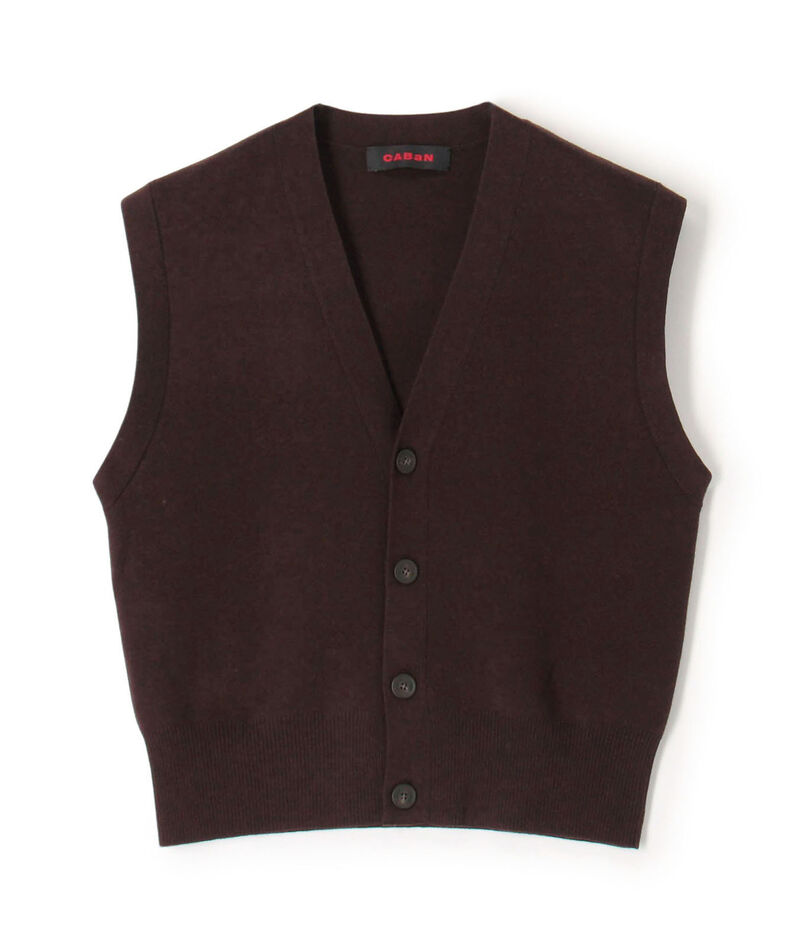 コットンカシミヤ Vネックドロップショルダーベスト