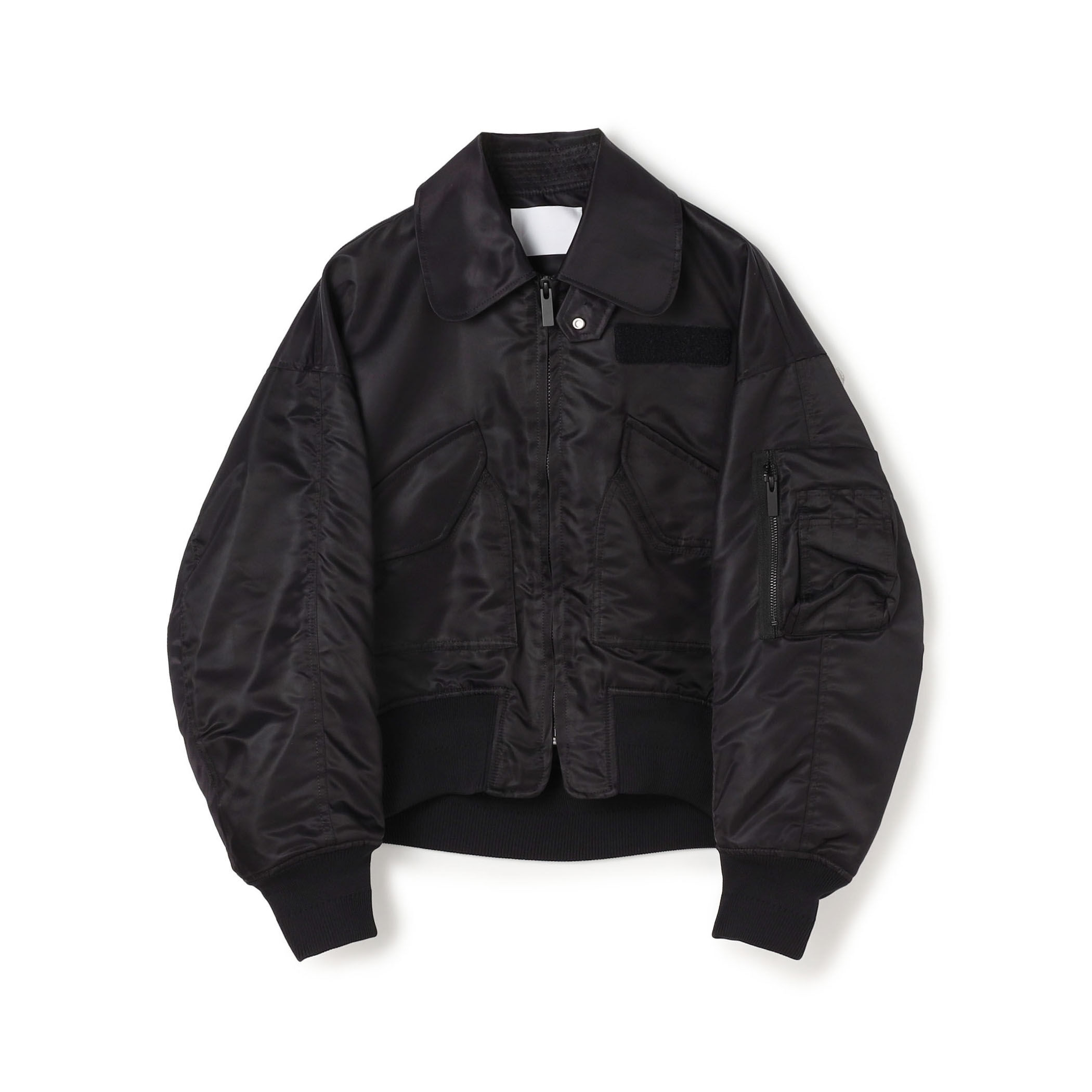 Mame Kurogouchi Nylon Twill 3D Embroidery Flight Jacket フライト