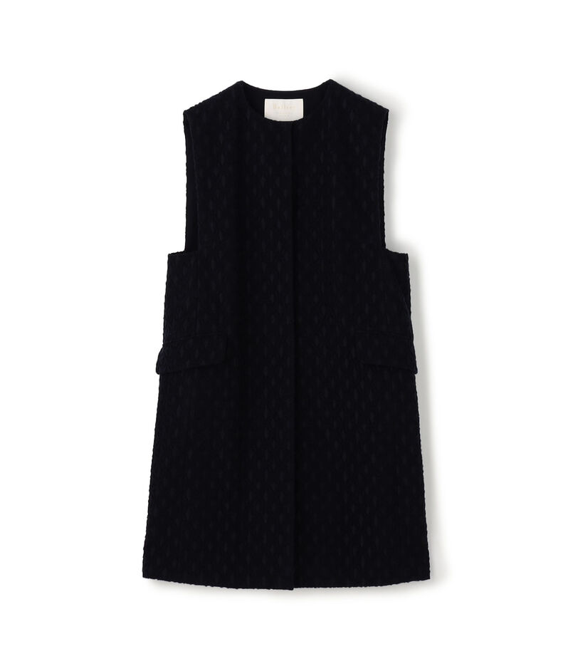 モールヤーンジャカード クルーネックジレ