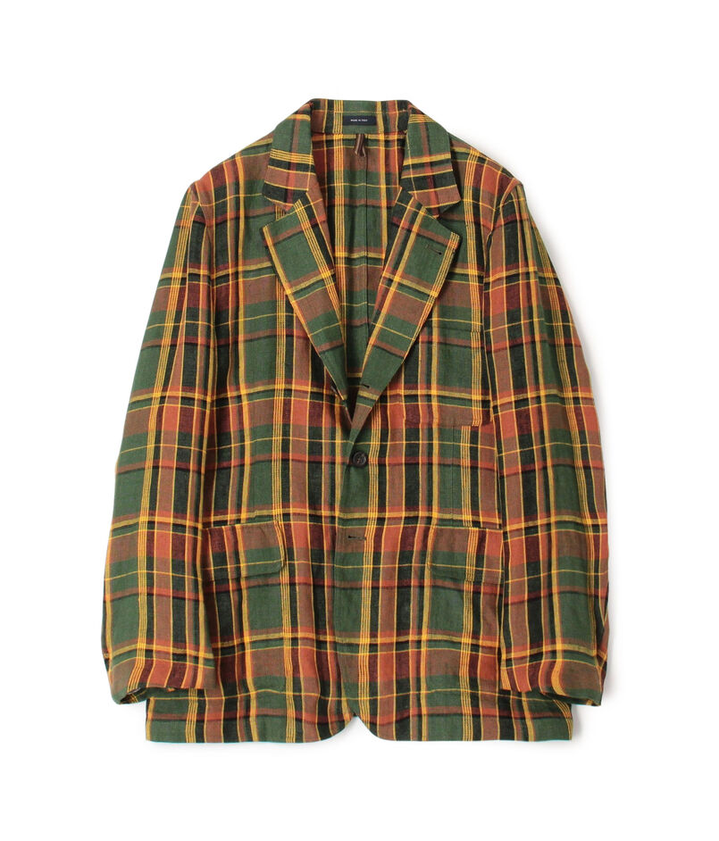 Drake’ｓ リネンマドラスチェック シングルブレステッド3Bジャケット