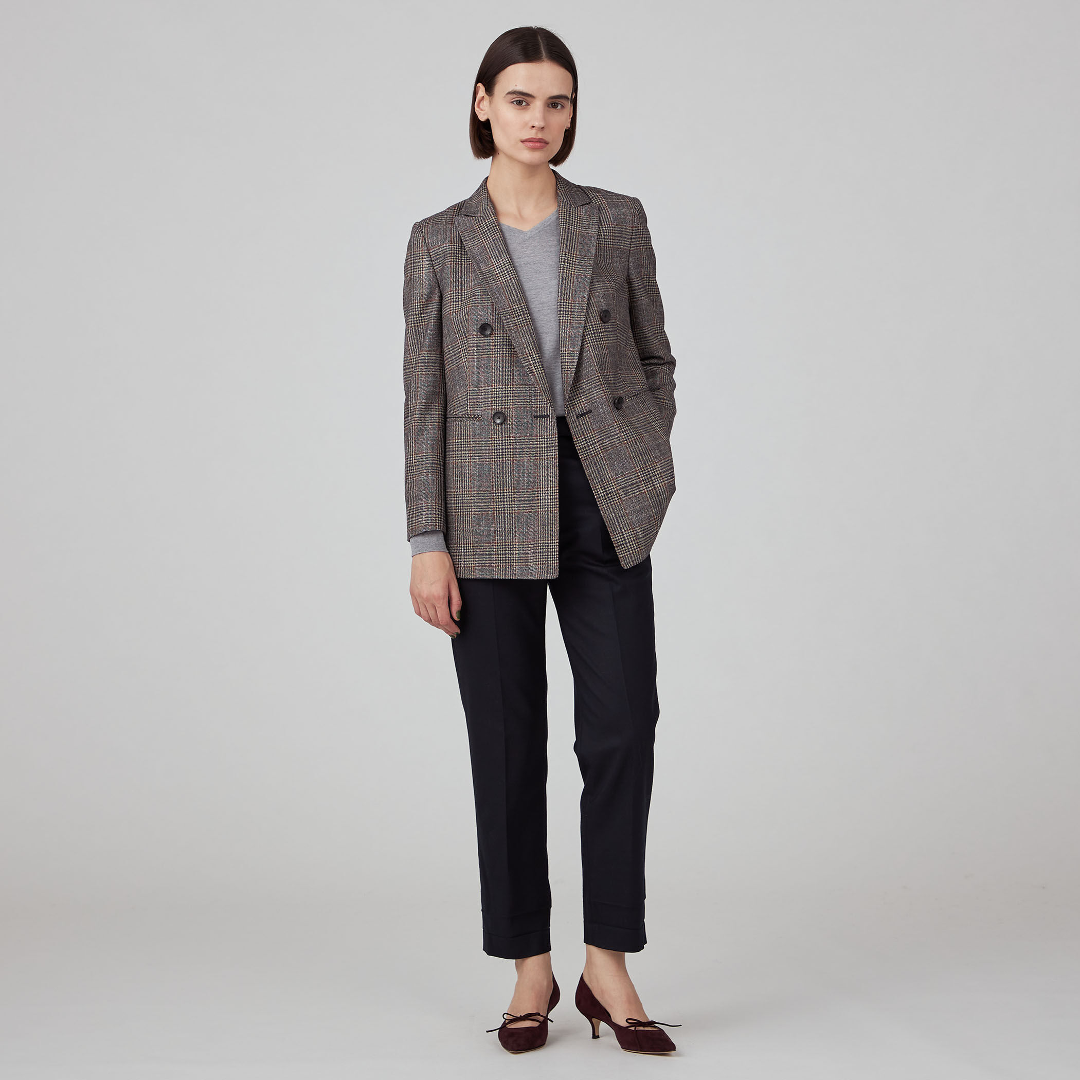 トゥモローランド コレクションチェックシルクウールダブルジャケット SILK AIR GLEN CHECK ダブルブレストジャケット