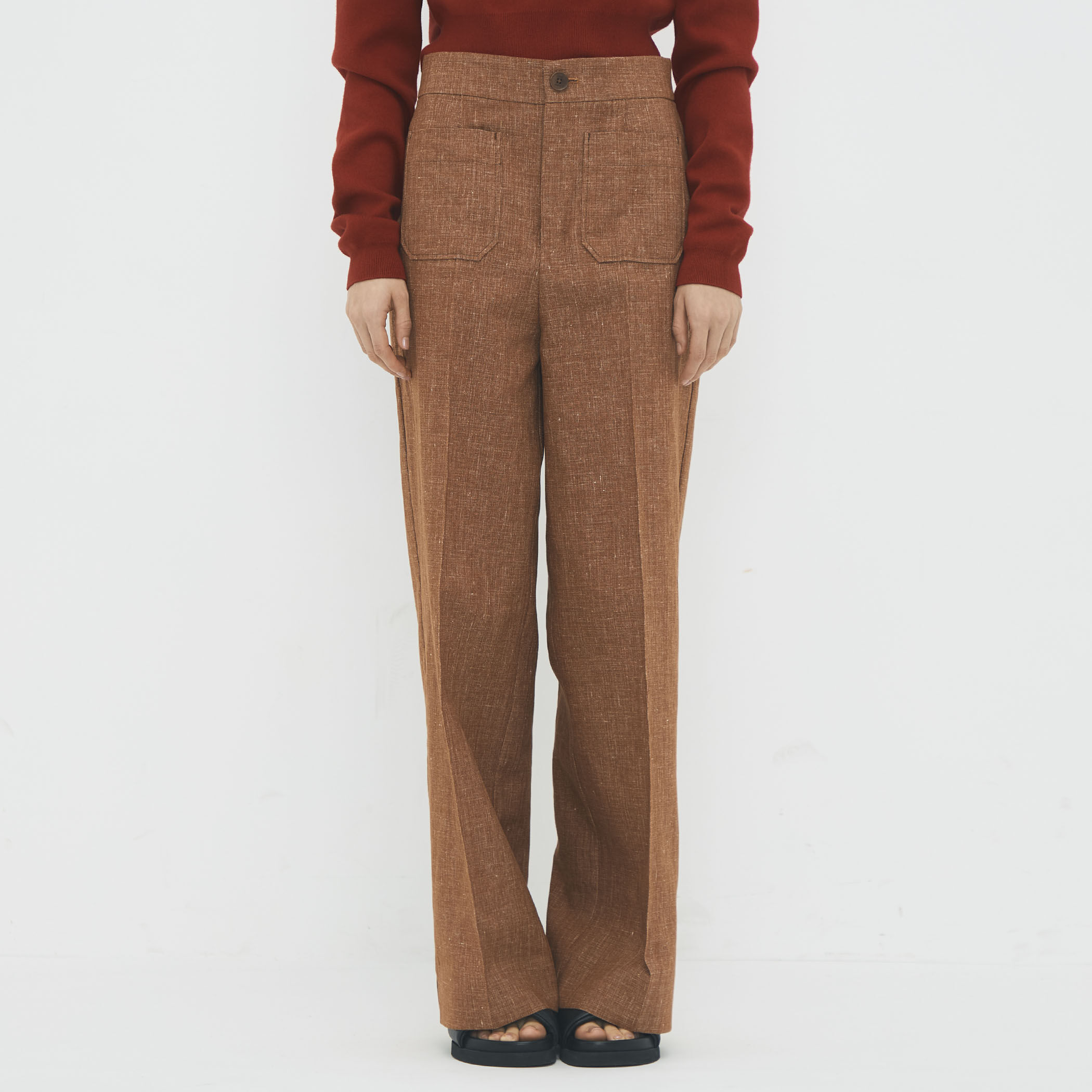 コットンリネンスラブ ポケットワイドパンツ｜トゥモローランド 公式通販