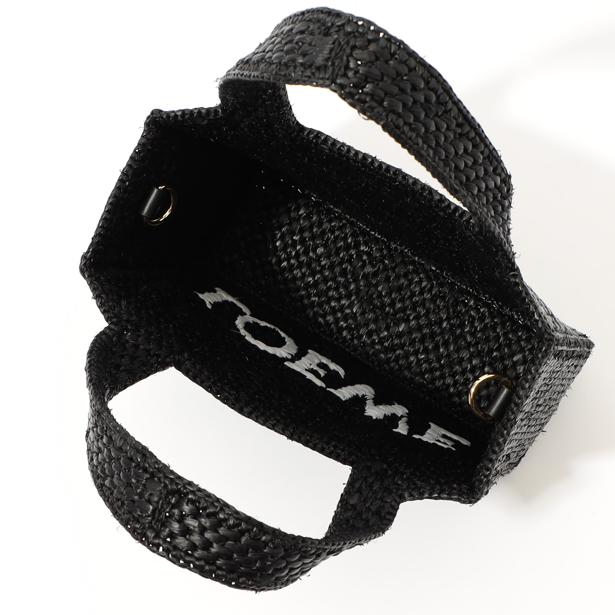 LOEWE フォントトート　ミニ　ブラック ロエベ フォント トート ミニ（ラフィア） ブラック - LOEWE