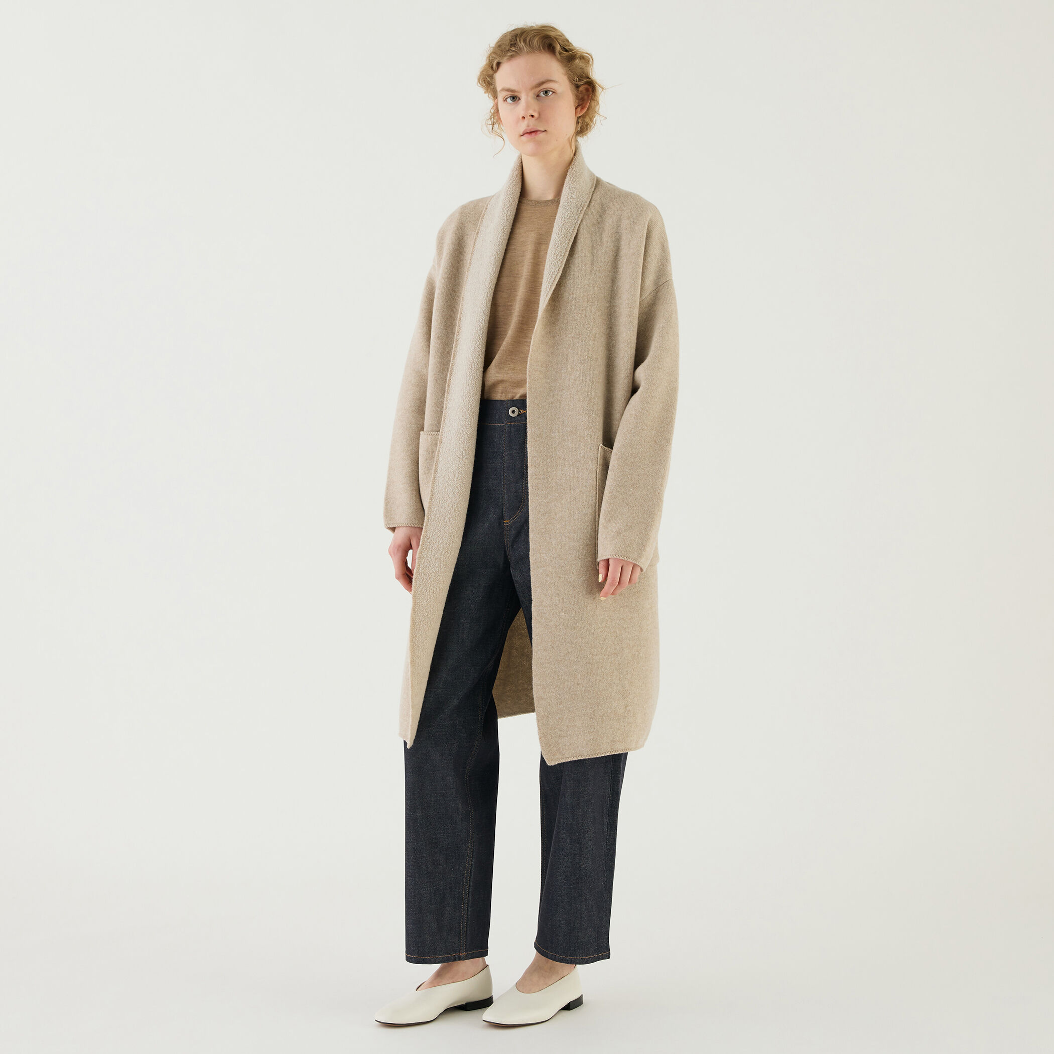 GALERIE VIE｜ダブルフェイスノーカラーコート
