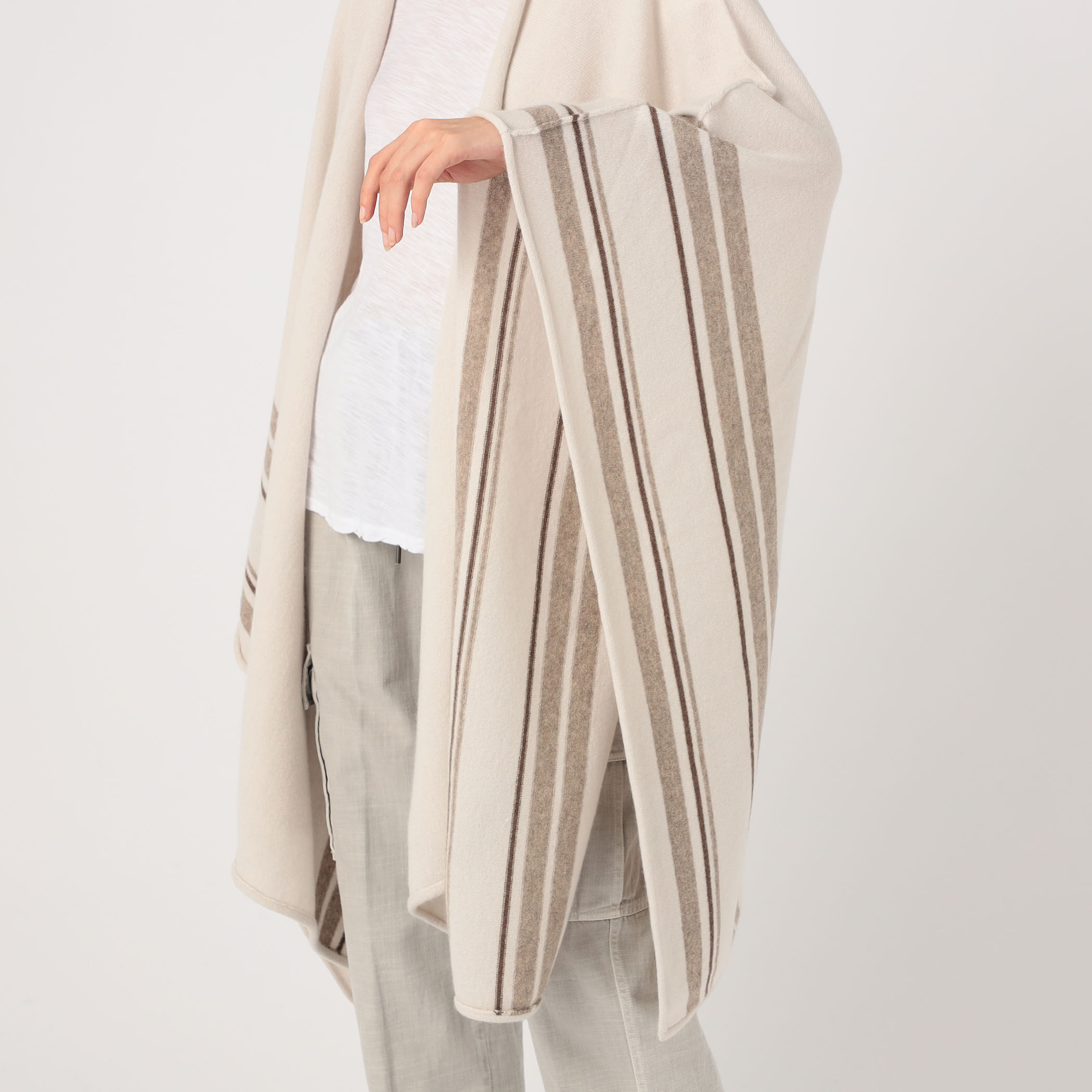 リサイクルカシミヤストライプ ポンチョ ARBC0561