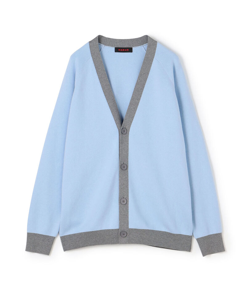 CABaN コットンカシミヤ バイカラーVネックカーディガン  