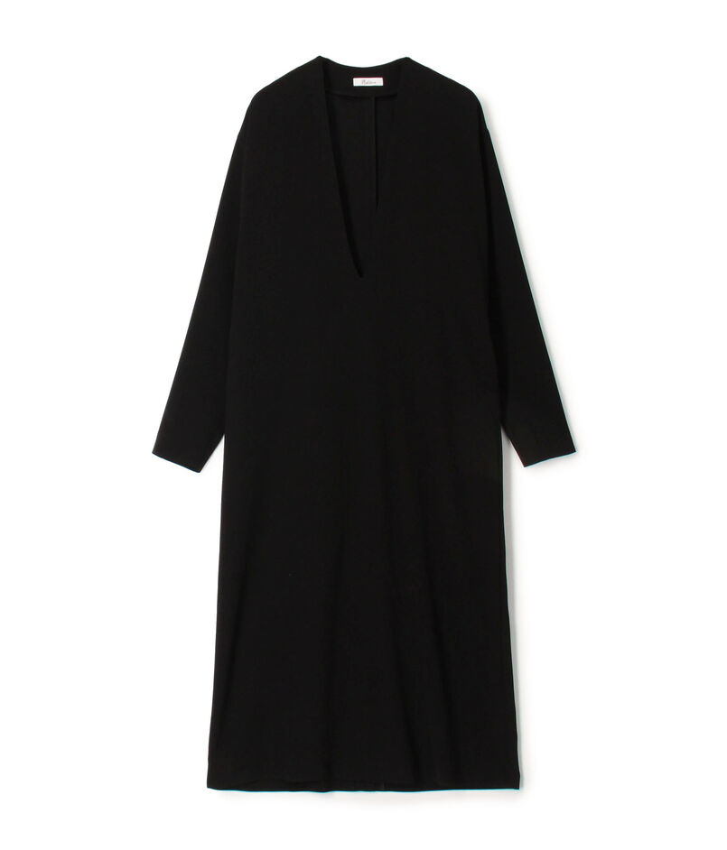 バックサテンジョーゼット Vネックロングワンピース｜トゥモローランド  