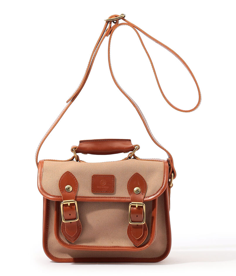 GLENROYAL ブライドルレザー&times;キャンバス サッチェルバッグ