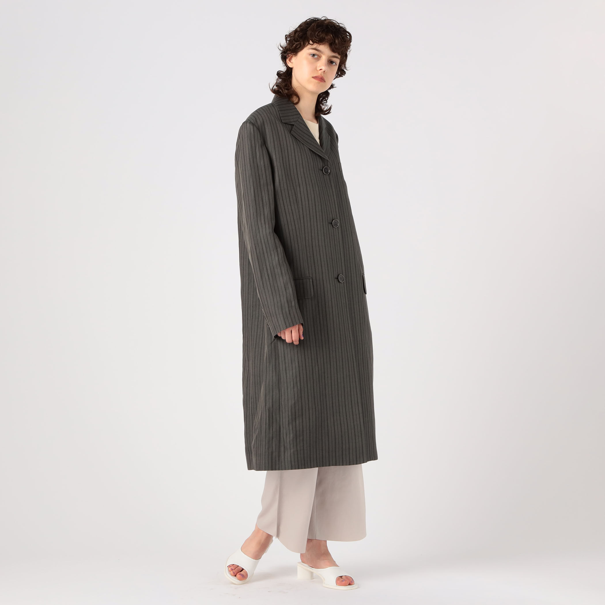 Acne Studios リネンレーヨンストライプ チェスターコート｜トゥモローランド 公式通販