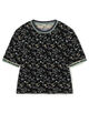 Mame Kurogouchi Floral Motif Glitter Short Sleeve Knit Top