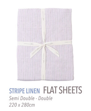 ストライプリネン フラットシーツ（セミダブル～ダブル）