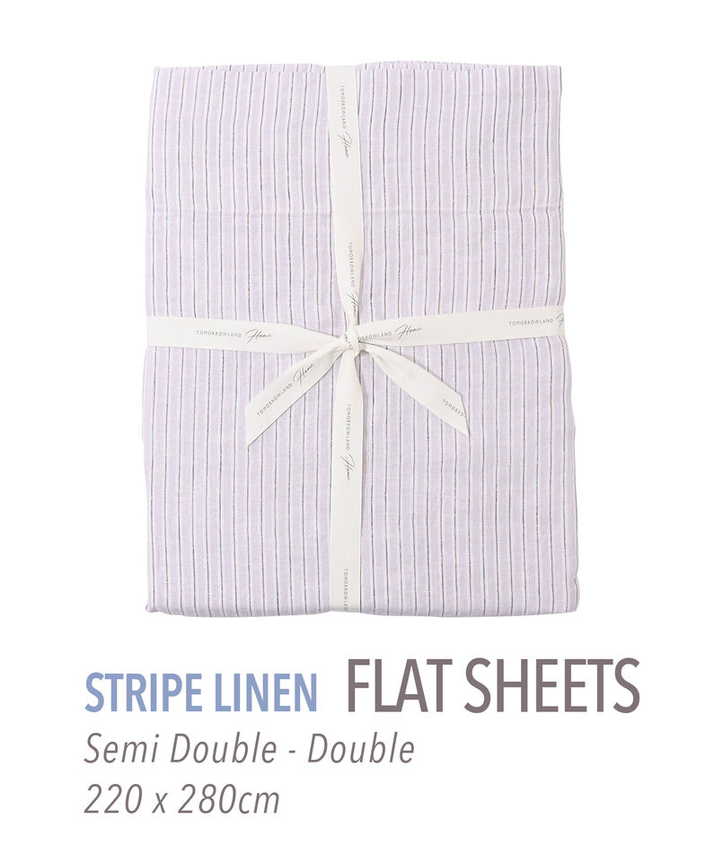 ストライプリネン フラットシーツ（セミダブル～ダブル）