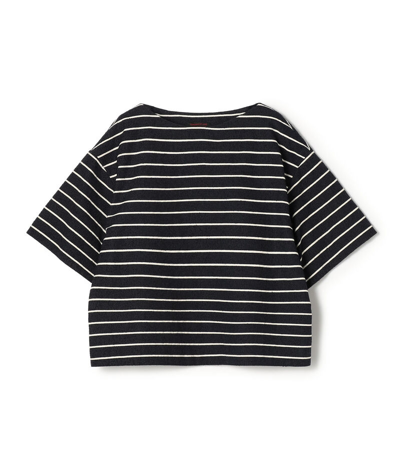 シルクブレンドボーダー ボートネックプルオーバー