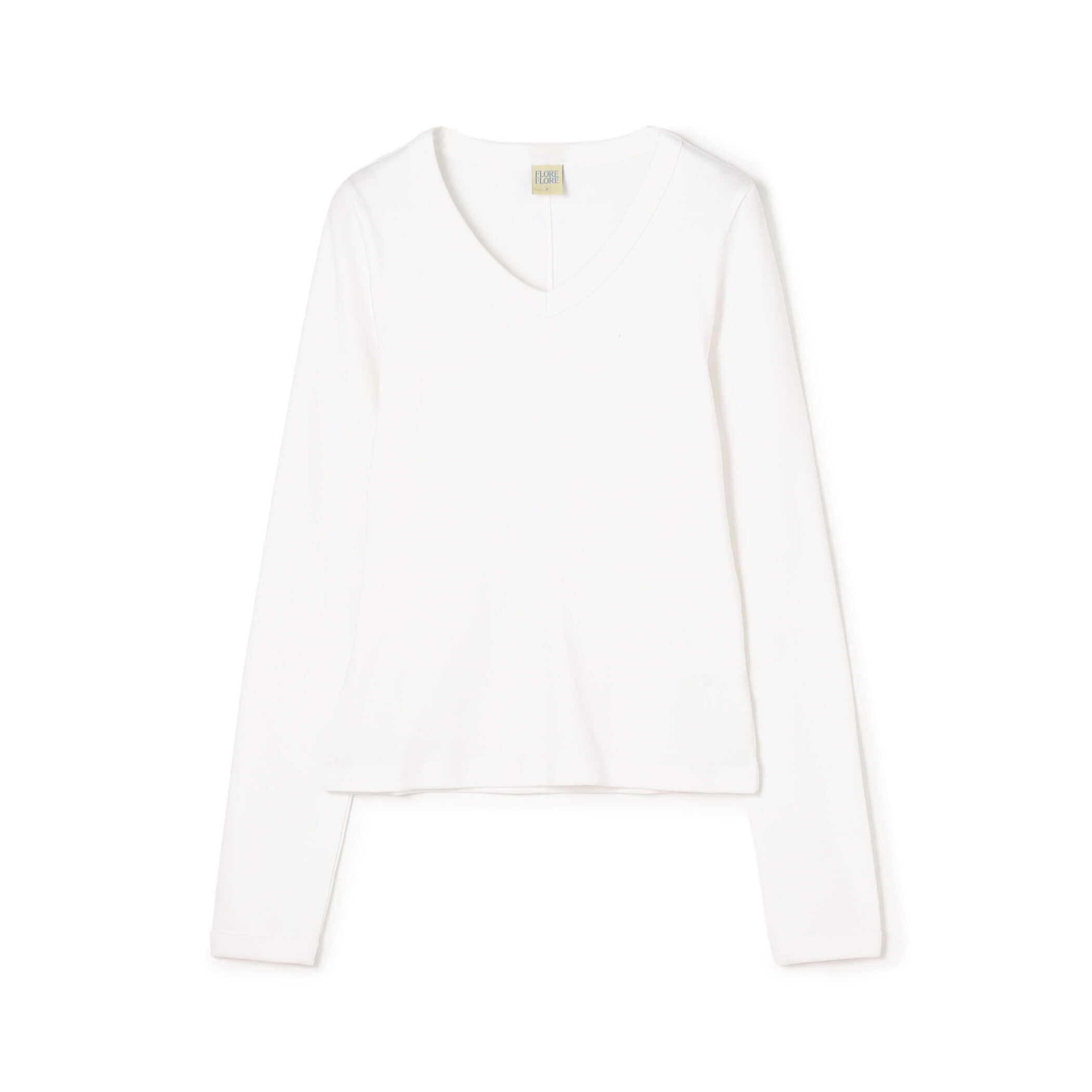 FloraCore ロンT ホワイト M 再販無 FLORE FLORE JILL コットン VネックロングスリーブTシャツ