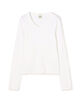 FLORE FLORE JILL コットン VネックロングスリーブTシャツ