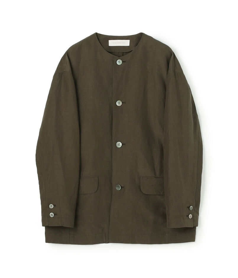 リネンキュプラシルクコンパクト ノーカラージャケット