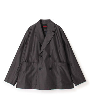 コットンシャンブレー ベルテッドダブルブレストジャケット