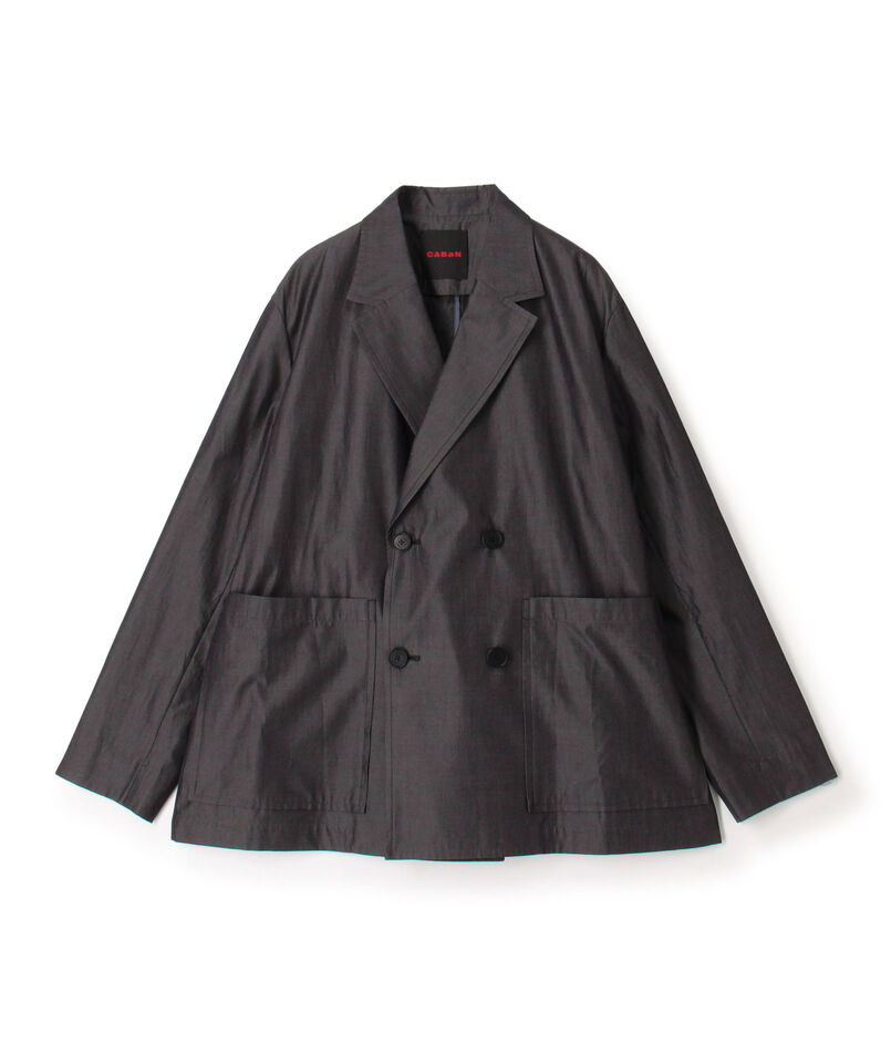 コットンシャンブレー ベルテッドダブルブレストジャケット