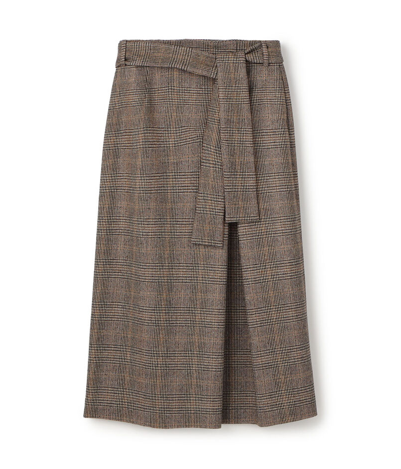 シックバーガンディー アシンメトリータックスカート