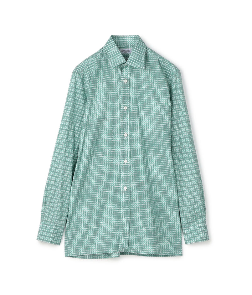 Charvet コットンプリント セミワイドカラーシャツ
