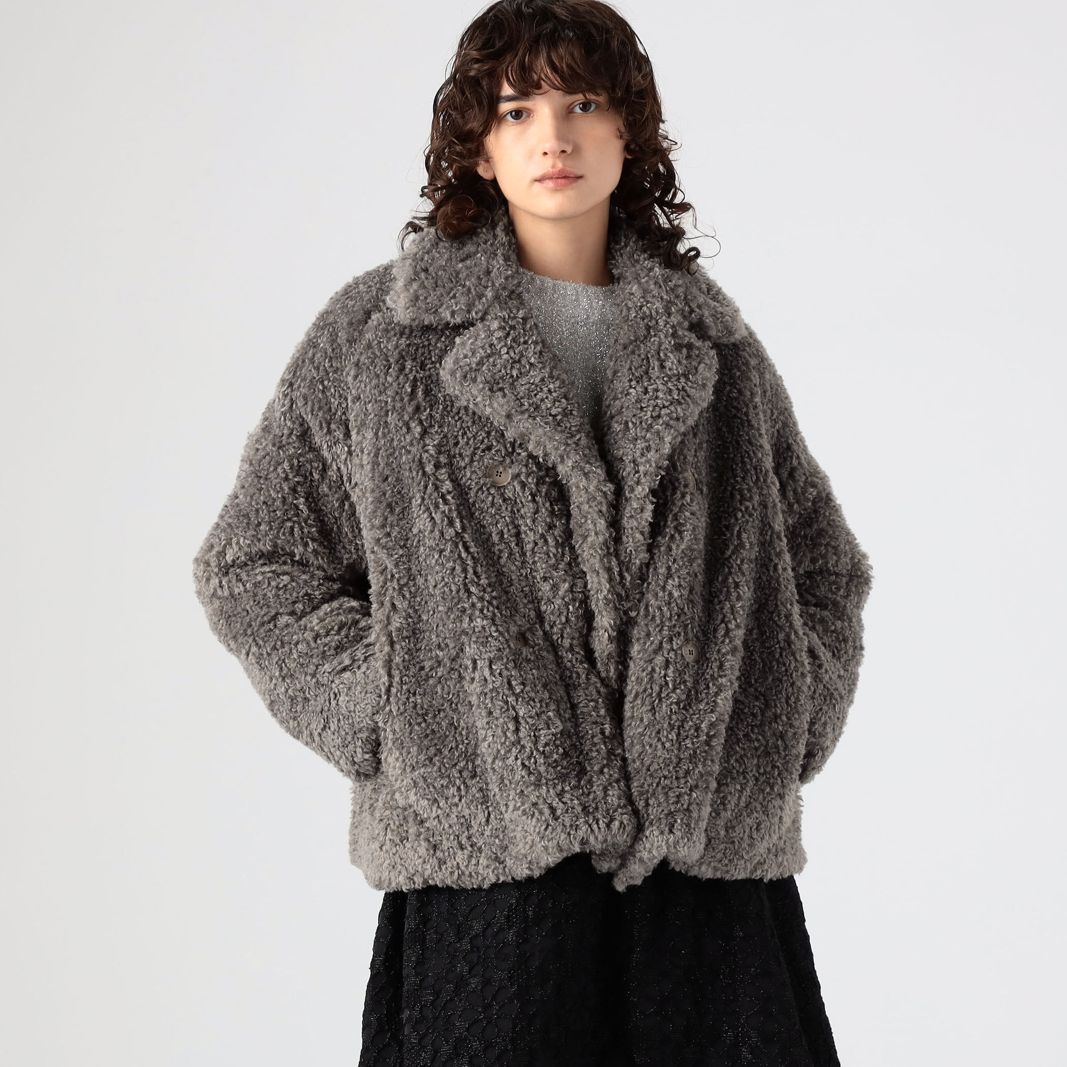 【新品】 HUMBIE MACKINTOSH ダブル エコファーコート ショート ジャケット・アウター